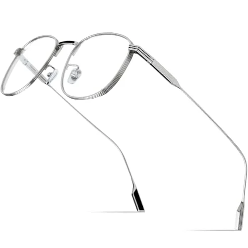 FONEX Titanium Glasses Frame,Myopia Optical Eyeglass Frame for Men and Women 8517 (Silver) 1