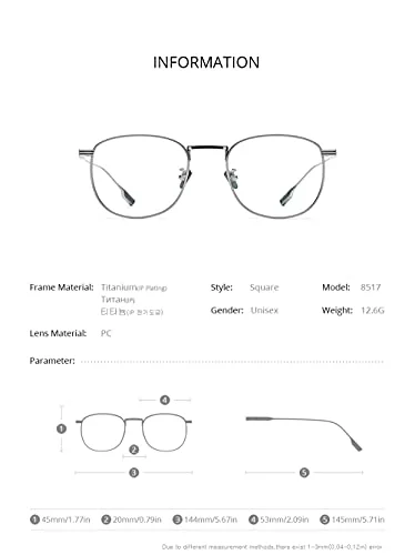 FONEX Titanium Glasses Frame,Myopia Optical Eyeglass Frame for Men and Women 8517 (Silver) 2