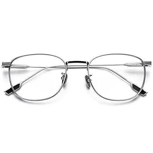 FONEX Titanium Glasses Frame,Myopia Optical Eyeglass Frame for Men and Women 8517 (Silver) 4