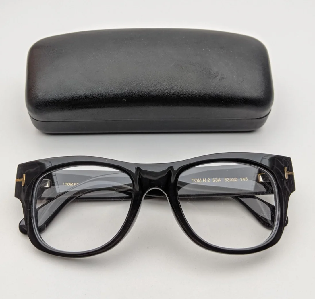 🕶️Made in Italy! Tom Ford N.2 63A Pol. Black Eyeglasses 53/20 145 | EUBOX22🕶️
